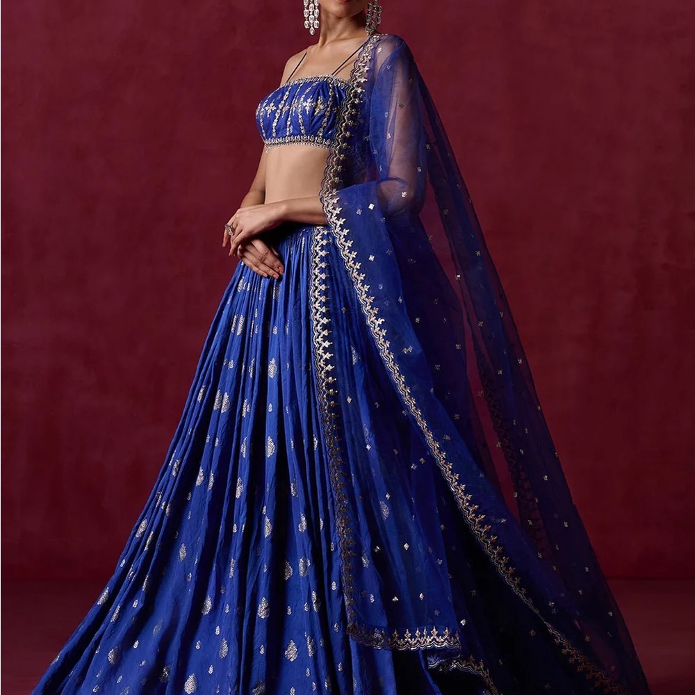 Lashkaraa Royal Blue Embroidered Women’s Lehenga Dress
